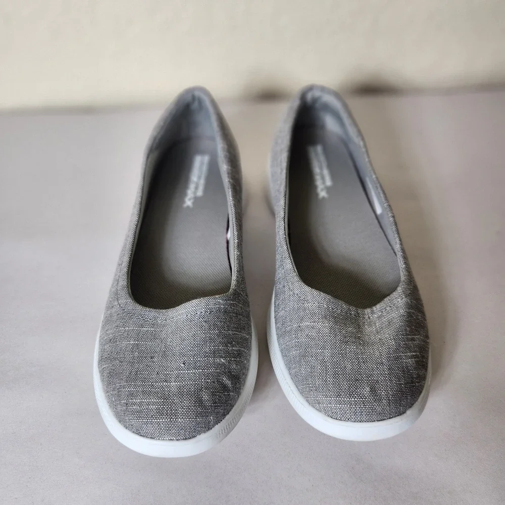 Skechers GoStep Lite Gray Textile Slip On Flats Goga Max 14474 Womens 8.5
